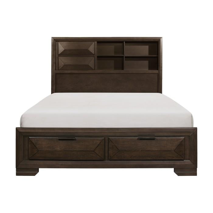 Chesky King Bookcase Bed with Footboard Storage in Warm Espresso 1753K-1EK*
