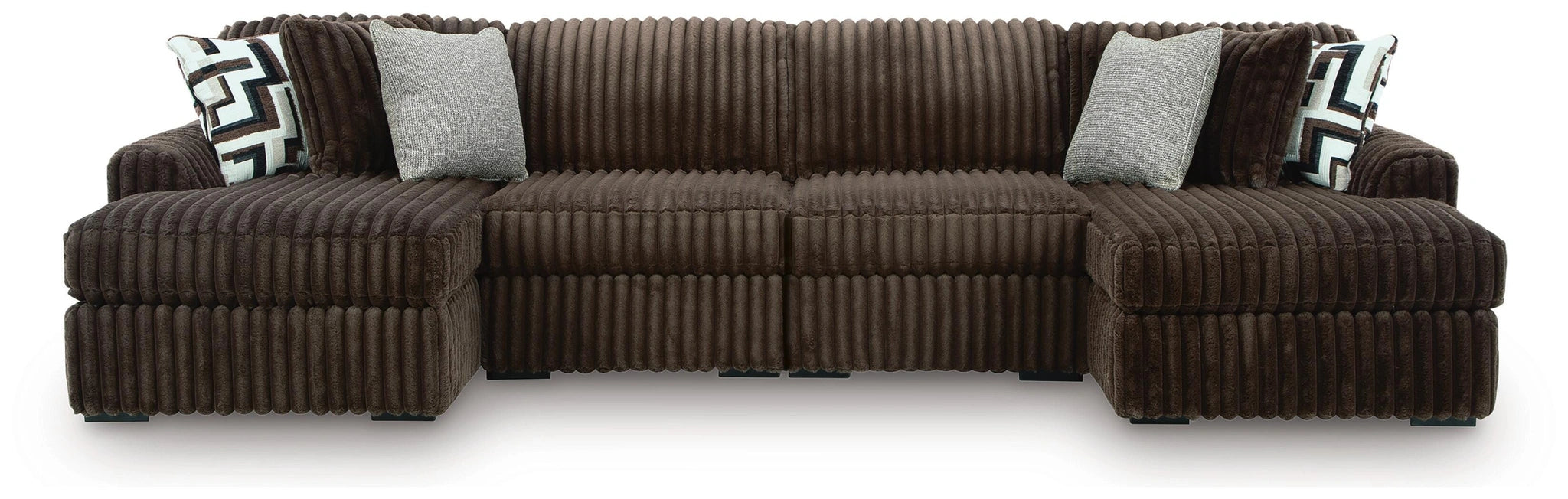 Midnight-Madness Double Chaise Sectional - Chocolate
