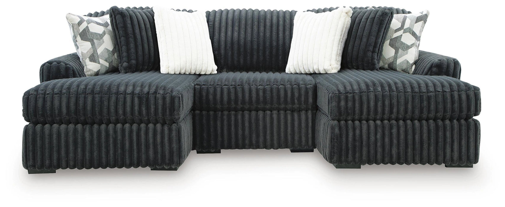 Midnight-Madness Double Chaise Sectional - Gunmetal
