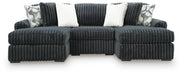 Midnight-Madness Double Chaise Sectional - Gunmetal