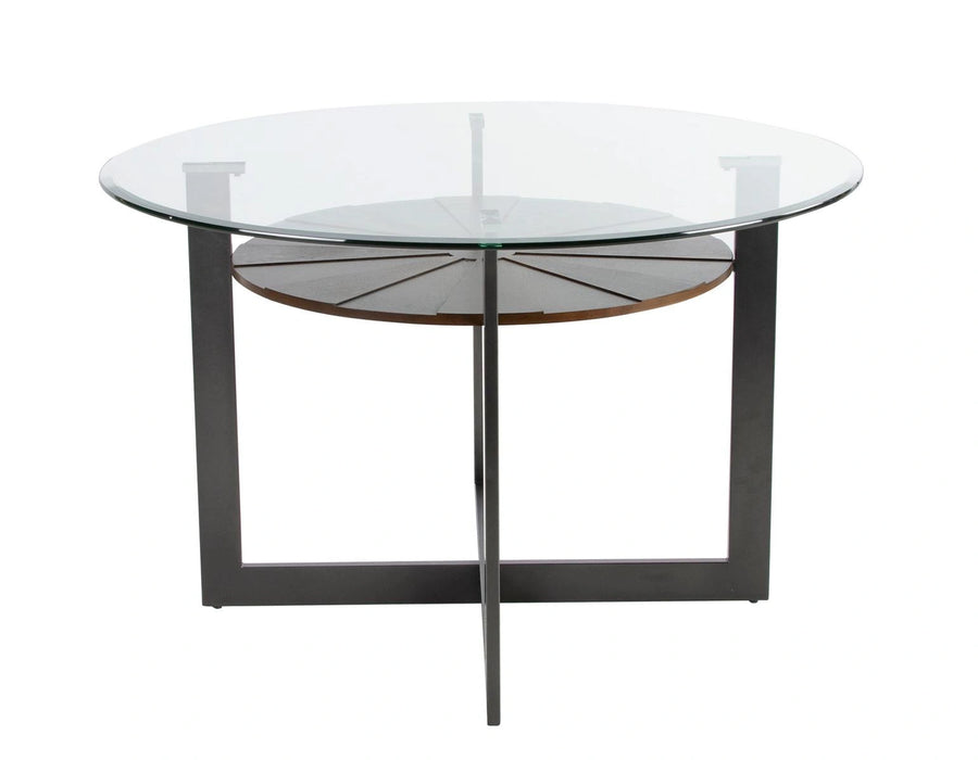 Steve Silver Olson Round Glass Top Table in Caramel