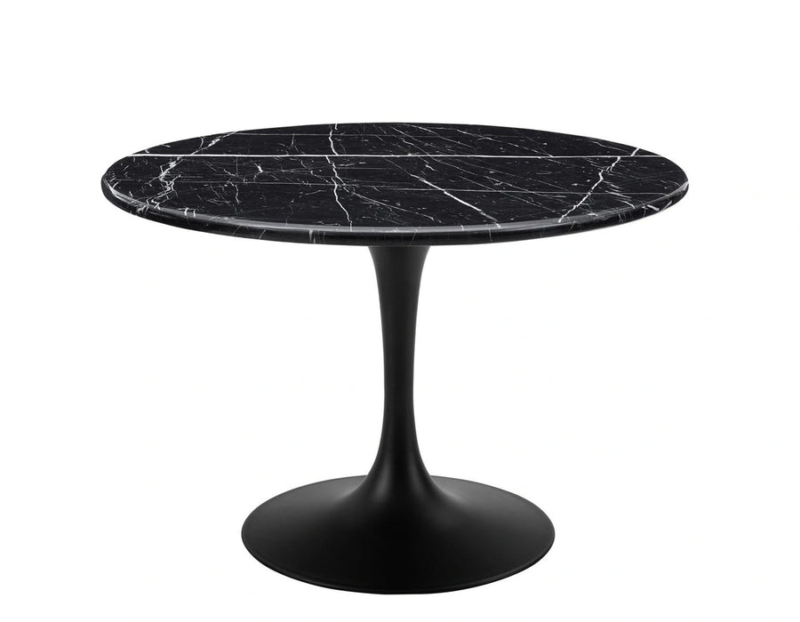 Steve Silver Colfax Round Black Marquina Marble Top Dining Table in Black