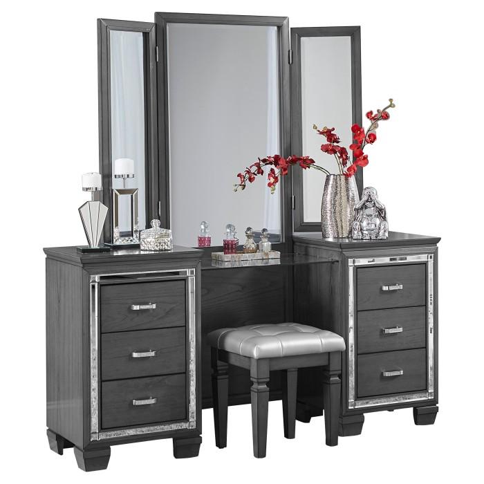 Allura Vanity Dresser with Mirror in Gray 1916GY-15* Augusta Furniture (Augusta, GA) Allura Vanity Dresser with Mirror in Gray 1916GY-15* Augusta Furniture (Augusta, GA)
