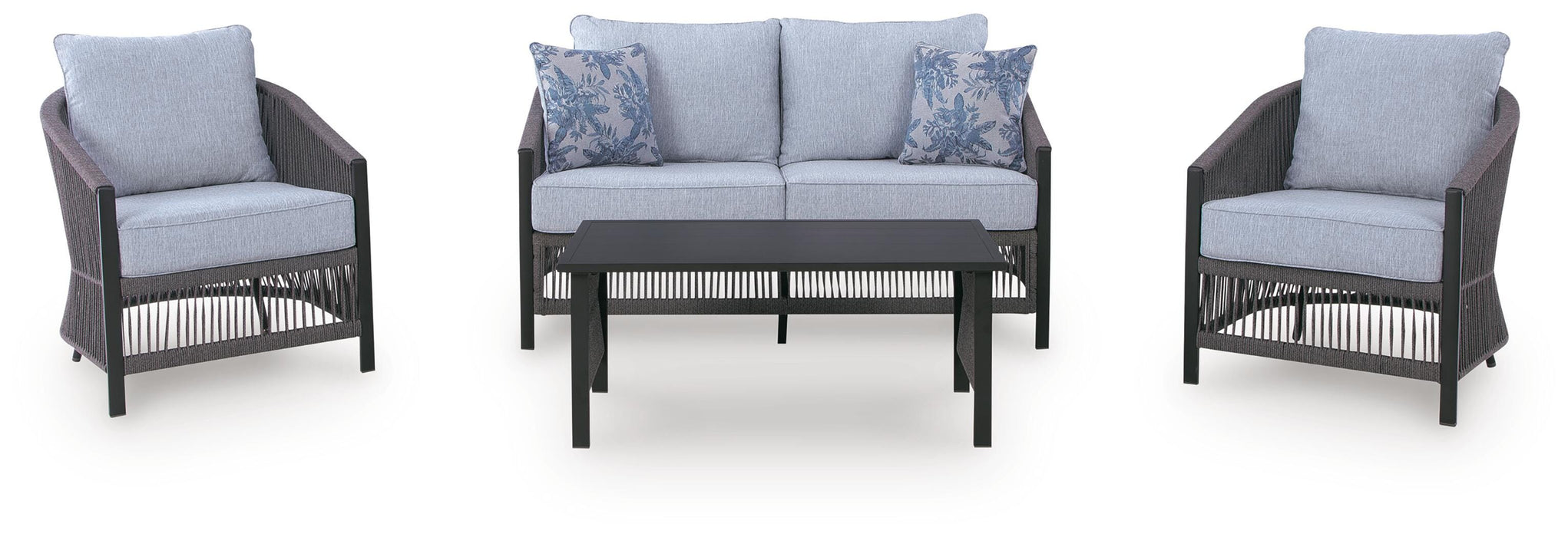 Bodega Island Outdoor Love/Chairs/Table Set (Set of 4)