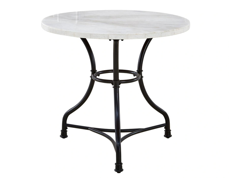 Steve Silver Claire Round White Marble Top Dining Table in White