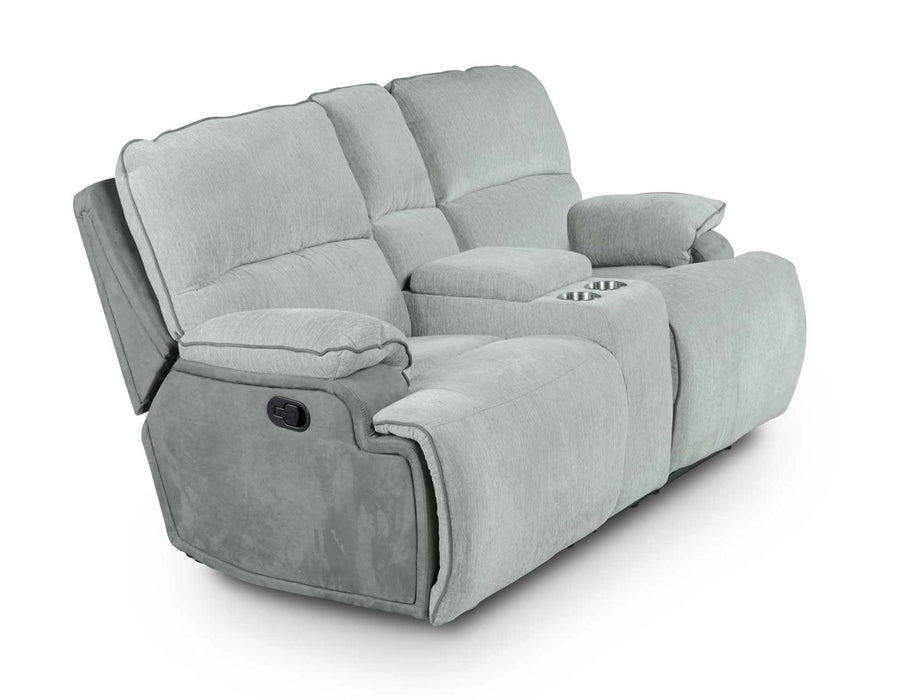 Steve Silver Cyprus Manual Reclining Console Loveseat in Two-Tone Cloud